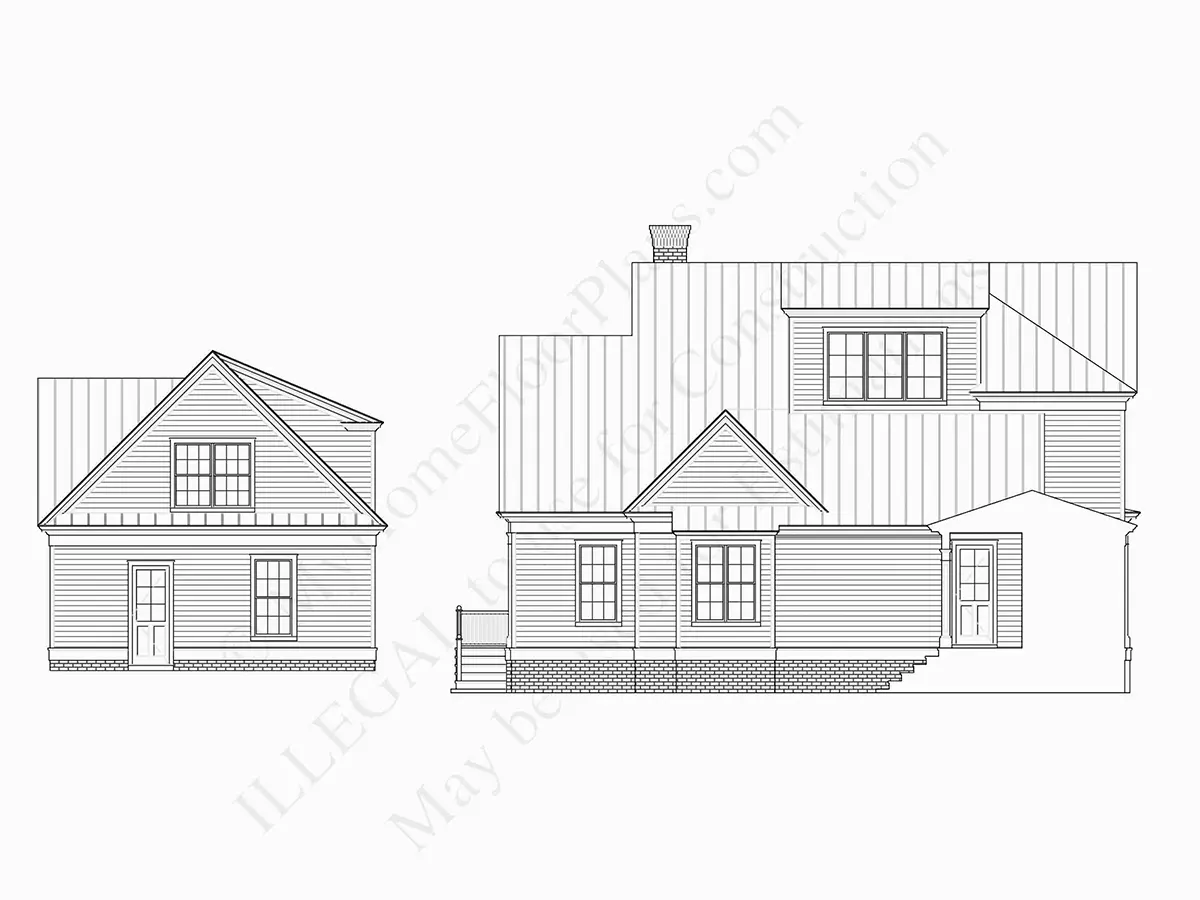 Exterior Elevations 7 – 2-Story House Plan 5013 ft²: 4 Beds, Home Office, 5.5 Baths, Open Floor Plan, 2-Car Garage — 10656R