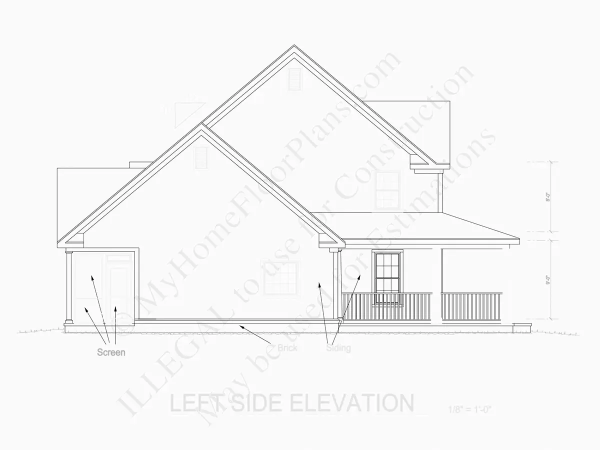 Exterior Elevations 7 – 2-Story House Plan 1980 ft²: 3 Beds, Home Office, 3.5 Baths, Open Floor Plan, 2-Car Garage — 71974R