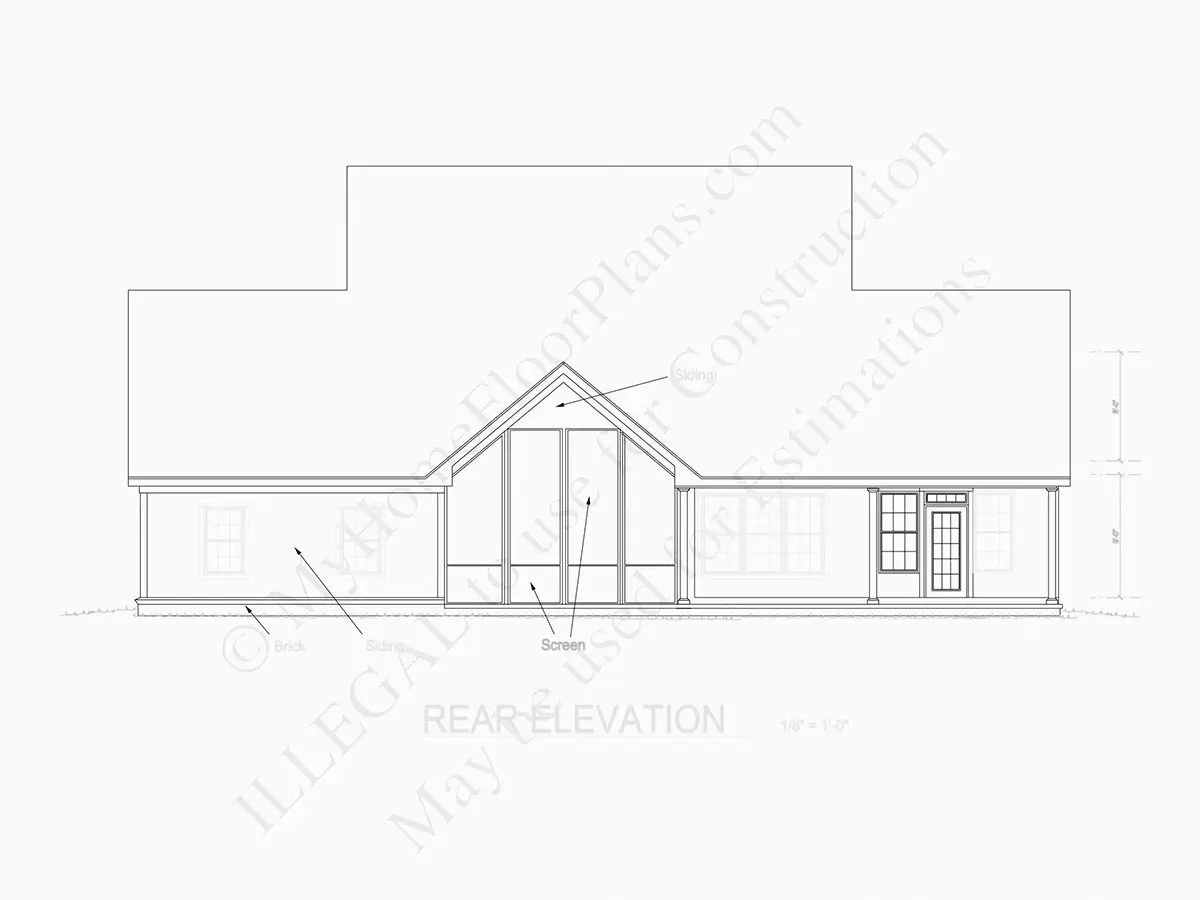 Exterior Elevations 8 – 2-Story House Plan 1980 ft²: 3 Beds, Home Office, 3.5 Baths, Open Floor Plan, 2-Car Garage — 71974R