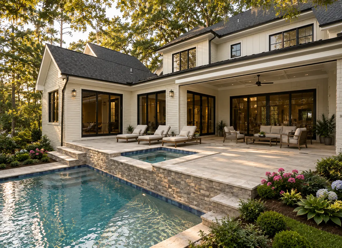 Main Images 3 – 1.5-Story House Plan 4295 ft²: 5 Beds, Home Office, 5.5 Baths, Open Floor Plan, 3-Car Garage — 33241R