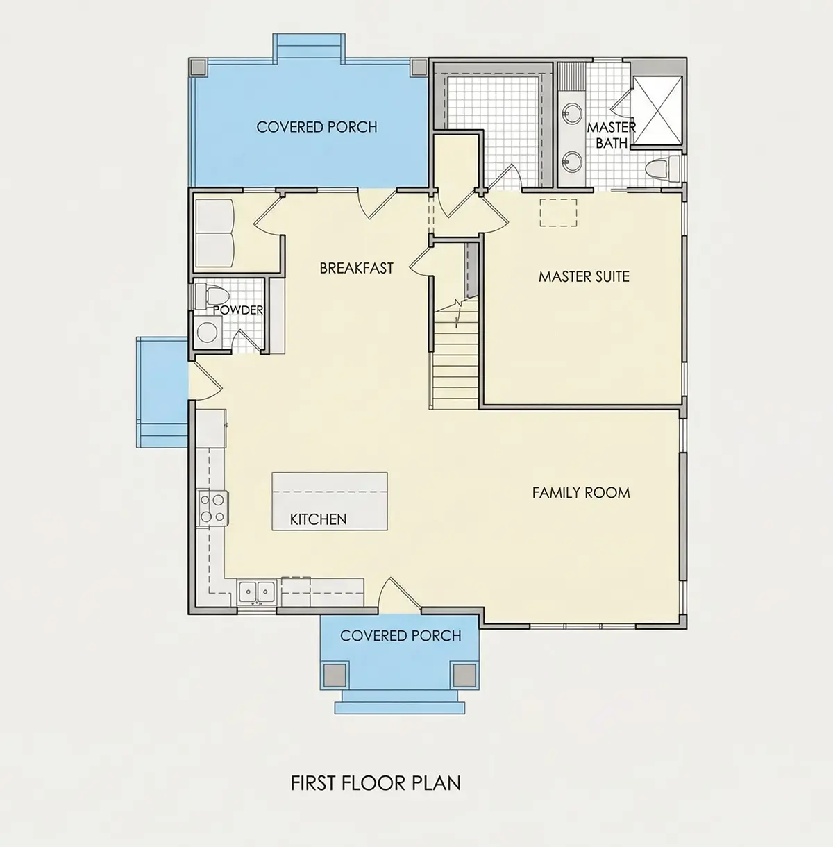 Main Floor 6 – 1.5-Story House Plan 1744 ft²: 3 Beds, 2.5 Baths, Open Floor Plan, without Garage — 92980R