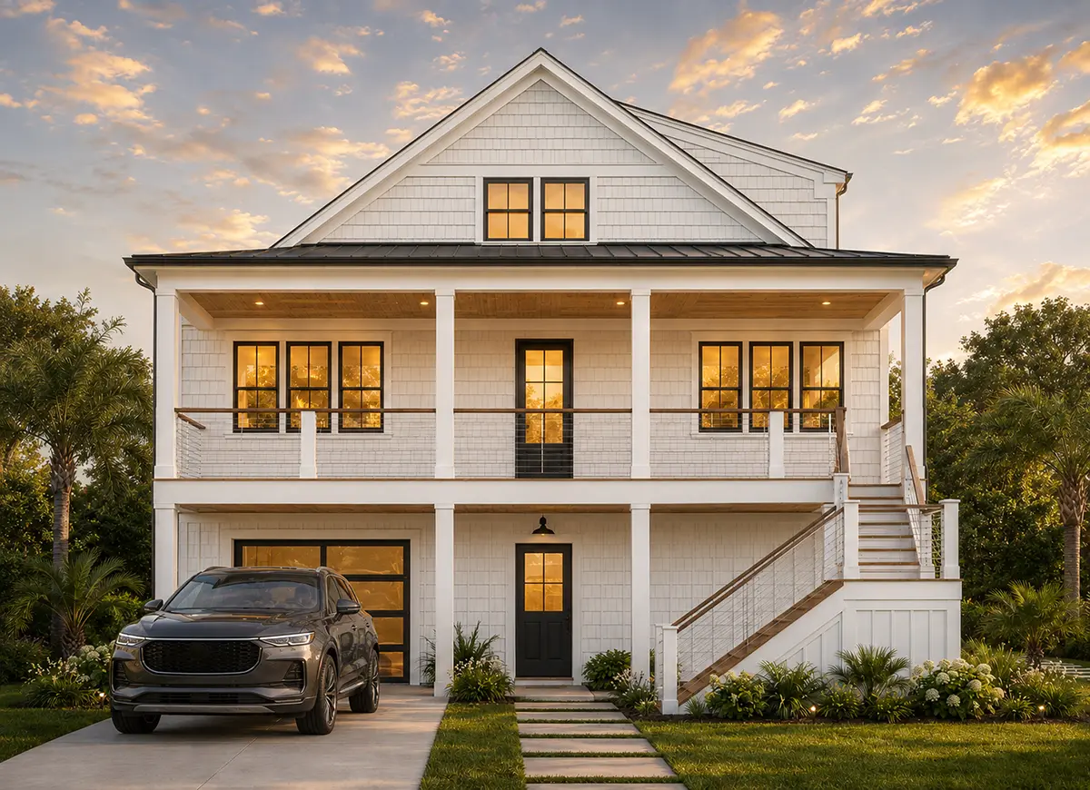 Main Images 3 – 3-Story House Plan 1300 ft²: 4 Beds, Home Office, 2.5 Baths, Open Floor Plan, 1-Car Garage — 94231R