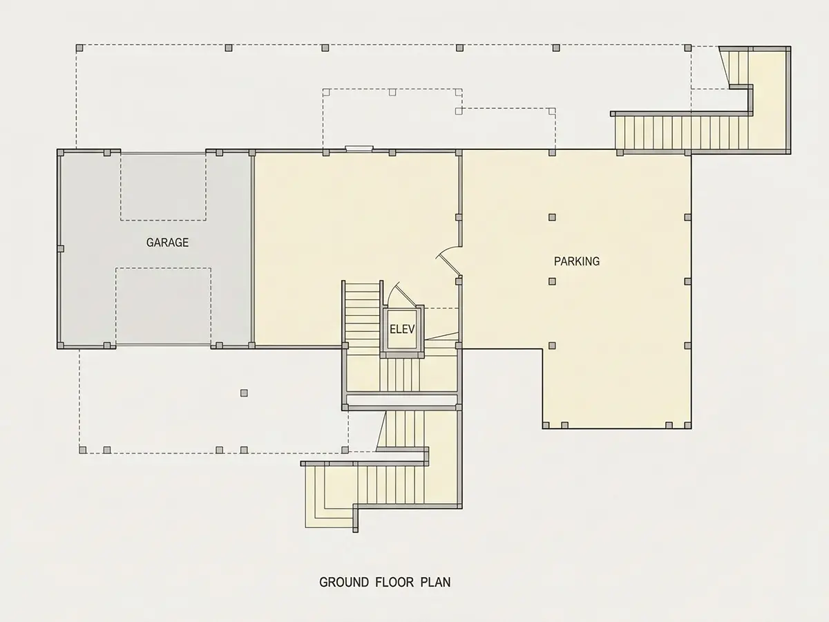 Basement 8 – 3-Story House Plan 3670 ft²: 5 Beds, 5.5 Baths, Open Floor Plan, 1-Car Garage — 96890R