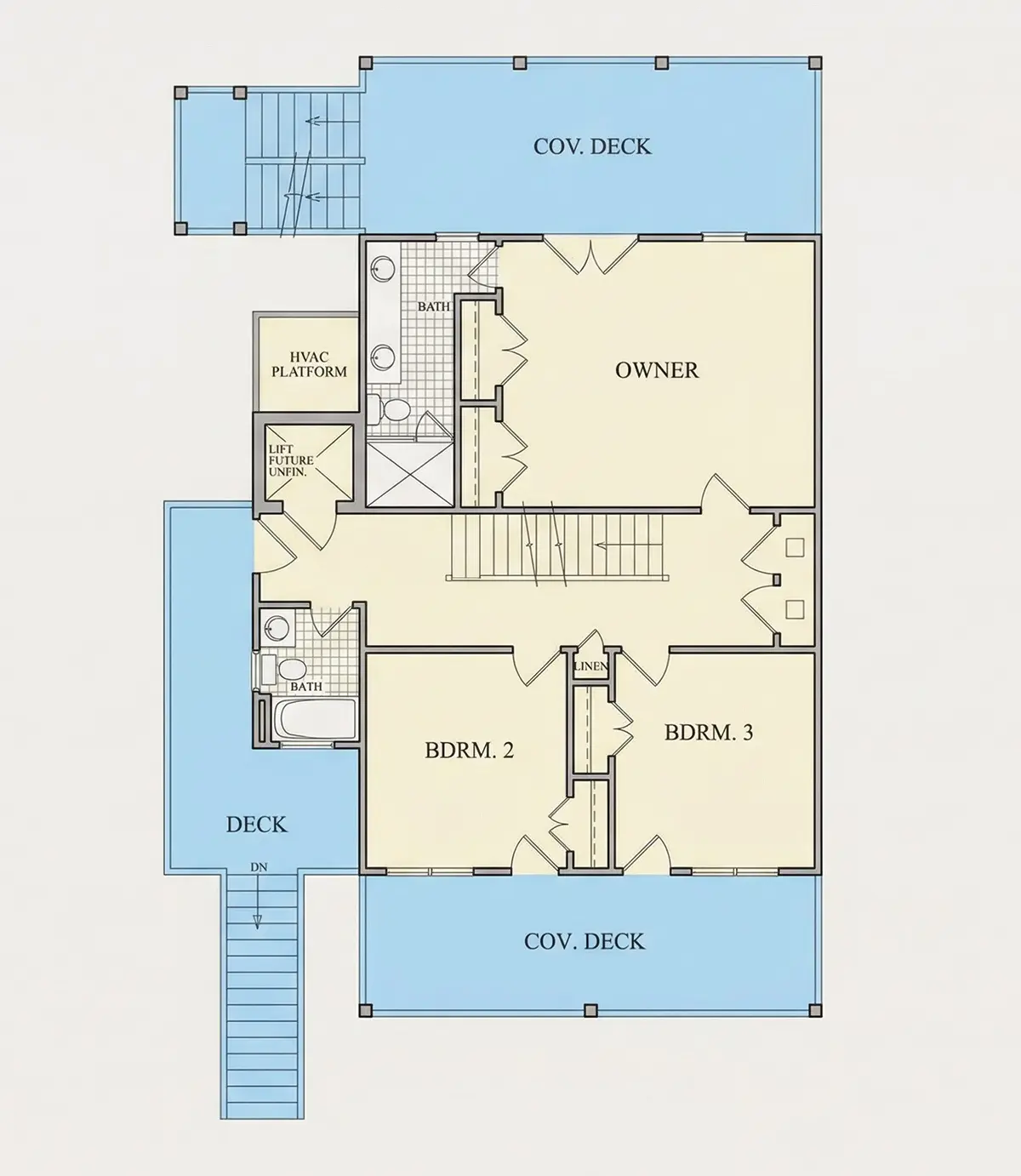 Main Floor 10 – 3-Story House Plan 5200 ft²: 3 Beds, Home Office, 3 Baths, Open Floor Plan, 4-Car Garage — 15834R
