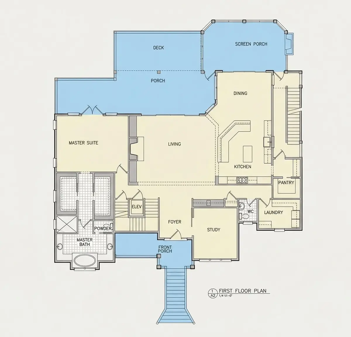 Main Floor 9 – 3-Story House Plan 4222 ft²: 4 Beds, Home Office, 5.5 Baths, Open Floor Plan, 4-Car Garage — 81508R