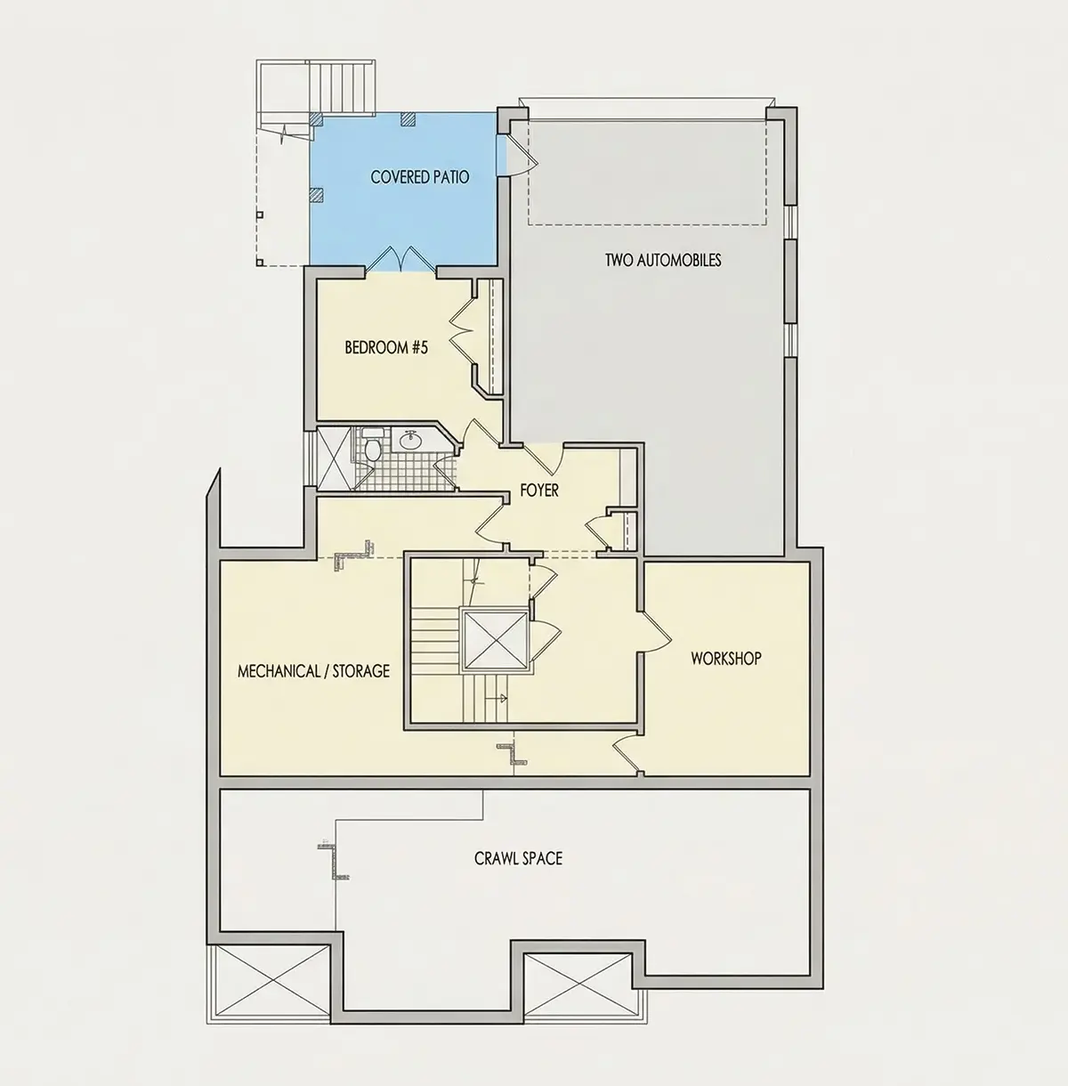Basement 18 – 2-Story House Plan with Basement 5705 ft²: 5 Beds, 5.5 Baths, Open Floor Plan, 2-Car Garage — 26217R