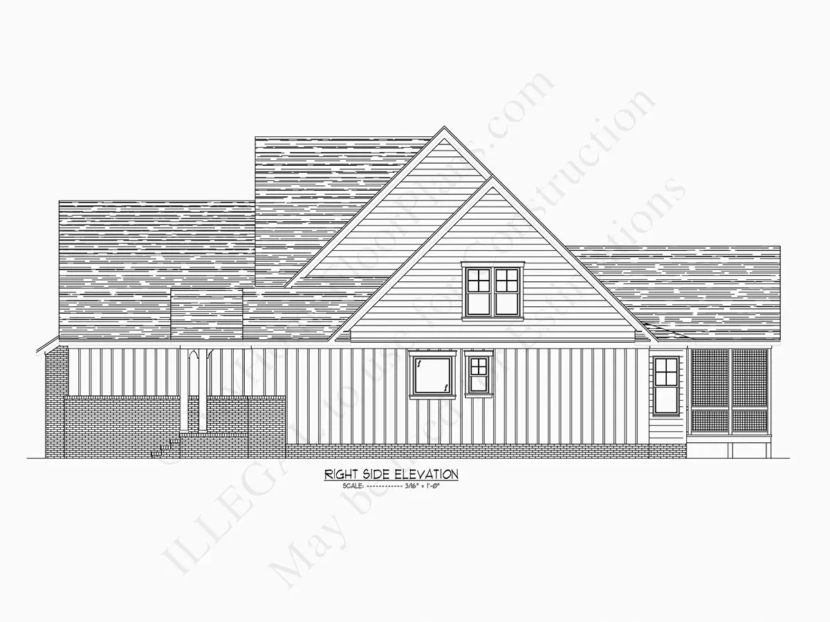 Exterior Elevations 22 – 1.5-Story House Plan 3912 ft²: 5 Beds, 4.5 Baths, Open Floor Plan, 3-Car Garage — 64220R