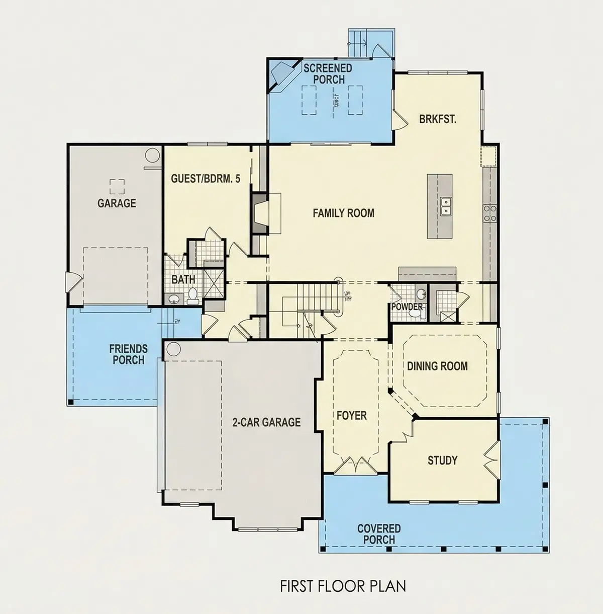 Main Floor 26 – 2-Story House Plan 4886 ft²: 5 Beds, Home Office, 4.5 Baths, Open Floor Plan, 2-Car Garage — 78053R