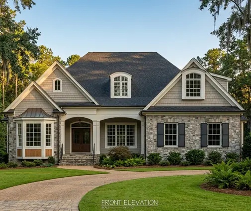 Thumbnail 1 – 1.5-Story House Plan with Basement 7515 ft²: 6 Beds, 5.5 Baths, Open Floor Plan, 3-Car Garage — 84878R