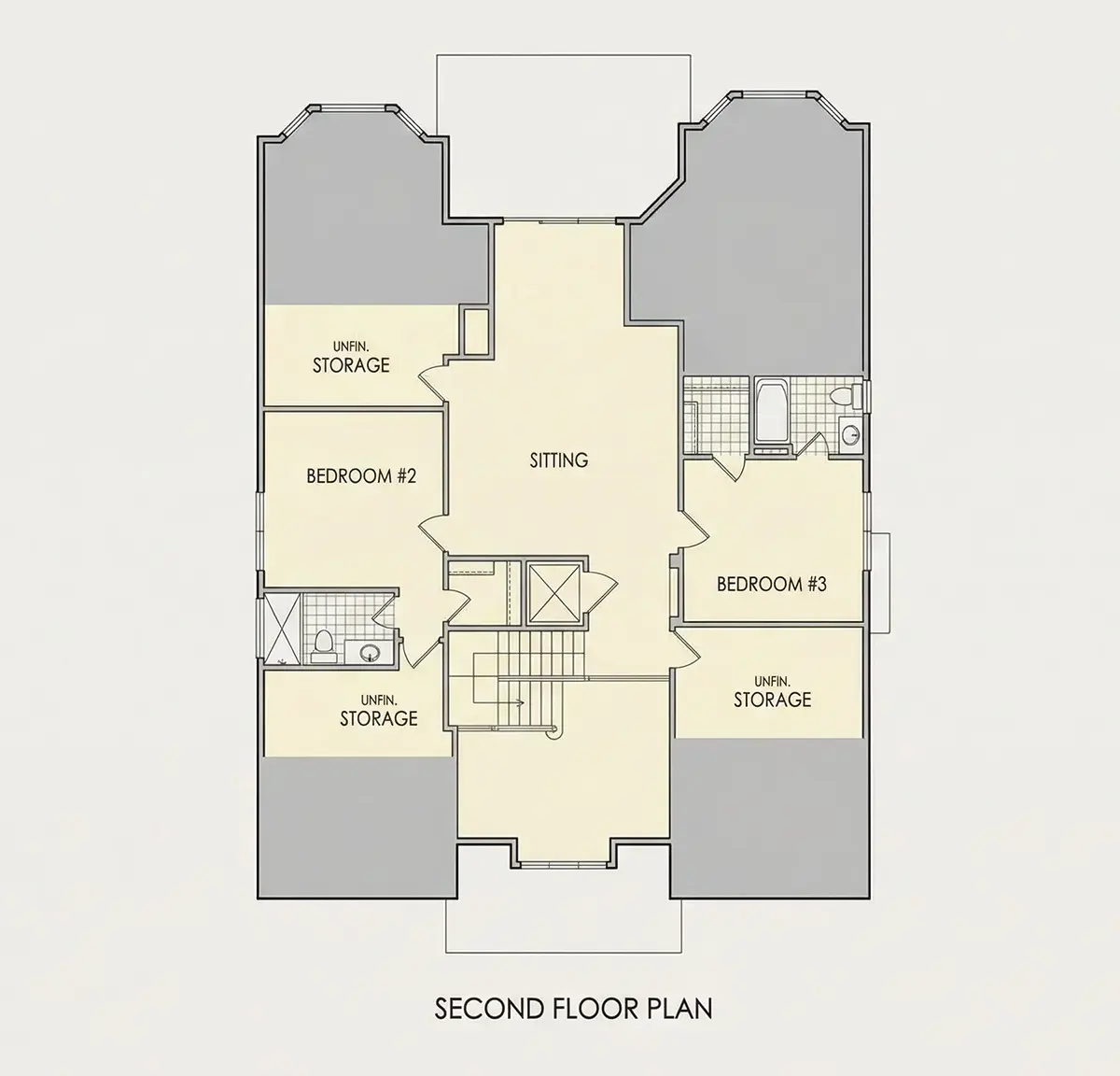 Second Floor 19 – 1.5-Story House Plan with Basement 4539 ft²: 4 Beds, Home Office, 5.5 Baths, Open Floor Plan, without Garage — 24814R