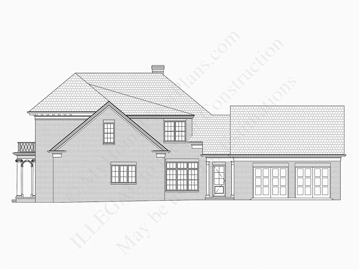 Exterior Elevations 11 – 2-Story House Plan 4563 ft²: 4 Beds, 3.5 Baths, Open Floor Plan, 2-Car Garage — 67106R
