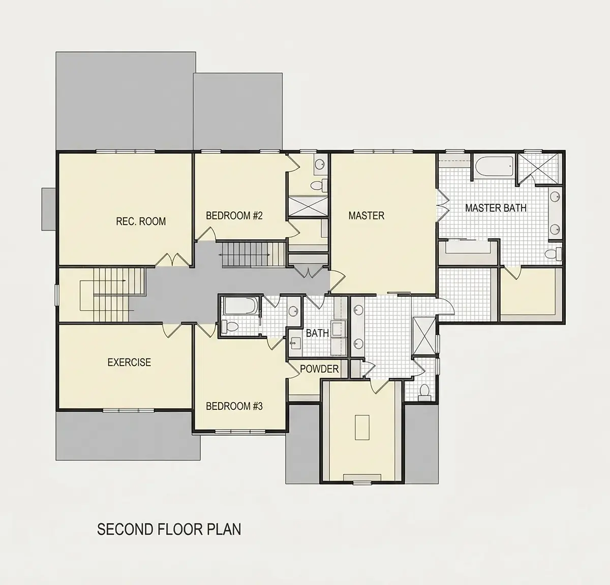 Second Floor 23 – 2-Story House Plan 4005 ft²: 4 Beds, Home Office, 5.5 Baths, Open Floor Plan, 3-Car Garage — 76809R
