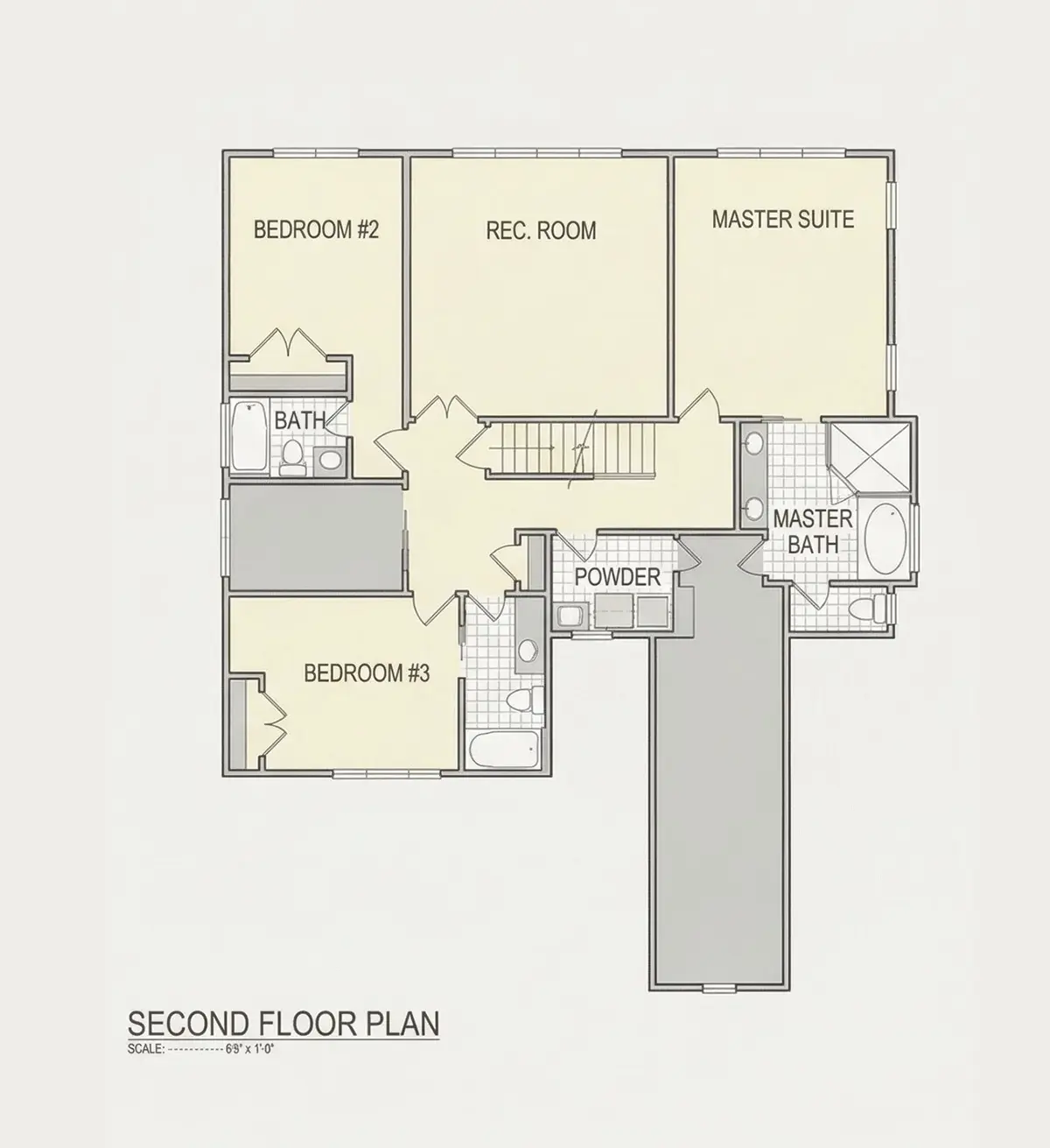 Second Floor 10 – 3-Story House Plan 3157 ft²: 5 Beds, 5 Baths, Open Floor Plan, 3-Car Garage — 54803R