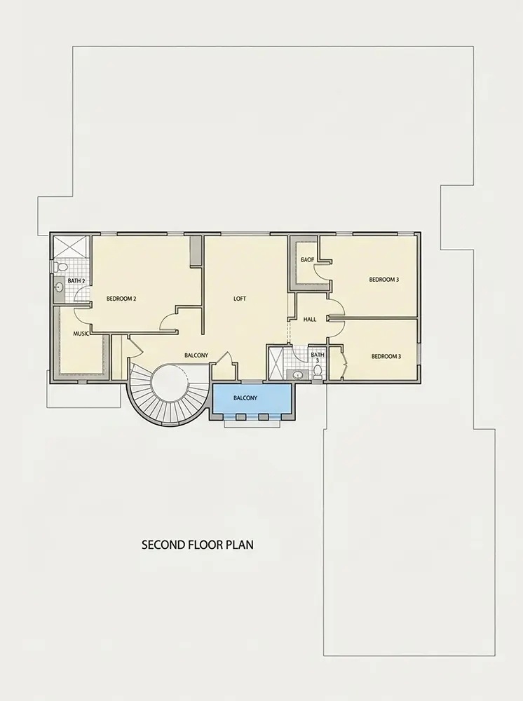 Second Floor 13 – 2-Story House Plan 4820 ft²: 5 Beds, Home Office, 4 Baths, 3-Car Garage — 64737R