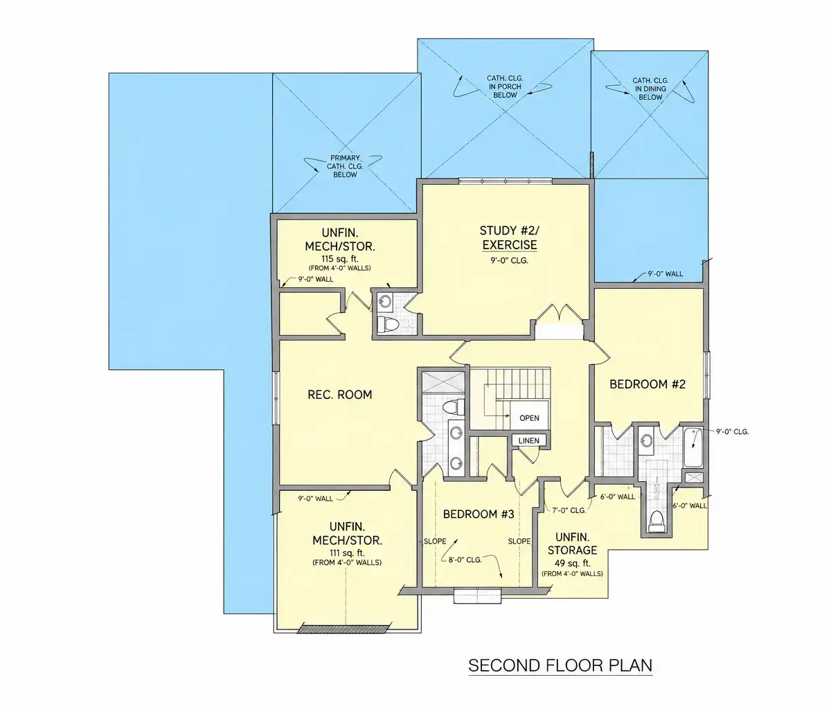 Second Floor 19 – 2-Story House Plan 4277 ft²: 4 Beds, Home Office, 5 Baths, Open Floor Plan, 3-Car Garage — 38077R