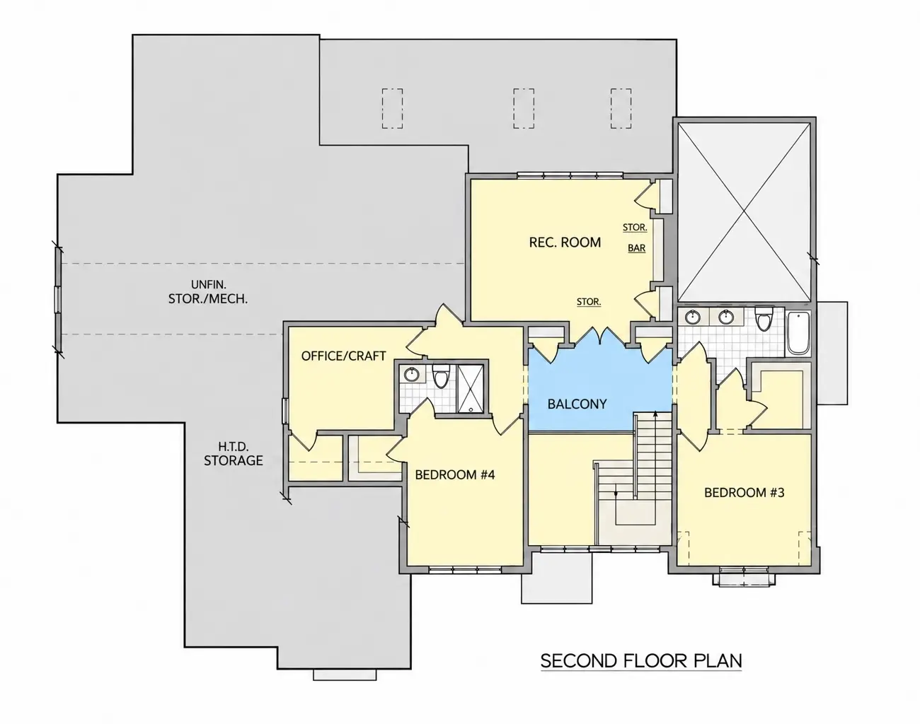 Second Floor 24 – 2-Story House Plan 5950 ft², 4 Beds — 34919R