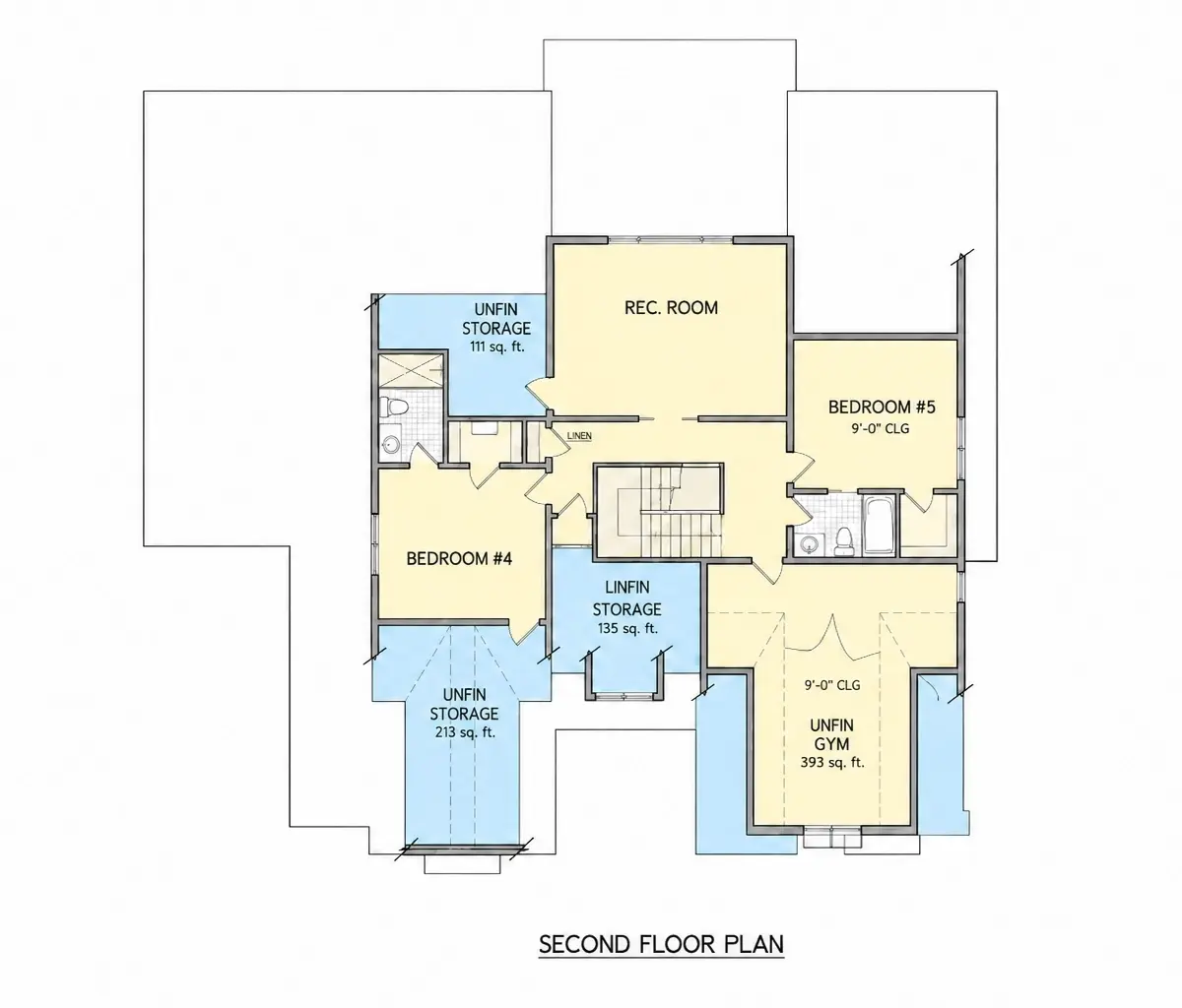 Second Floor 21 – 2-Story House Plan 3879 ft², 5 Beds — 82075R