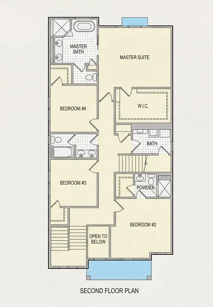 Second Floor 21 – 2-Story House Plan 3568 ft², 5 Beds — 96187R
