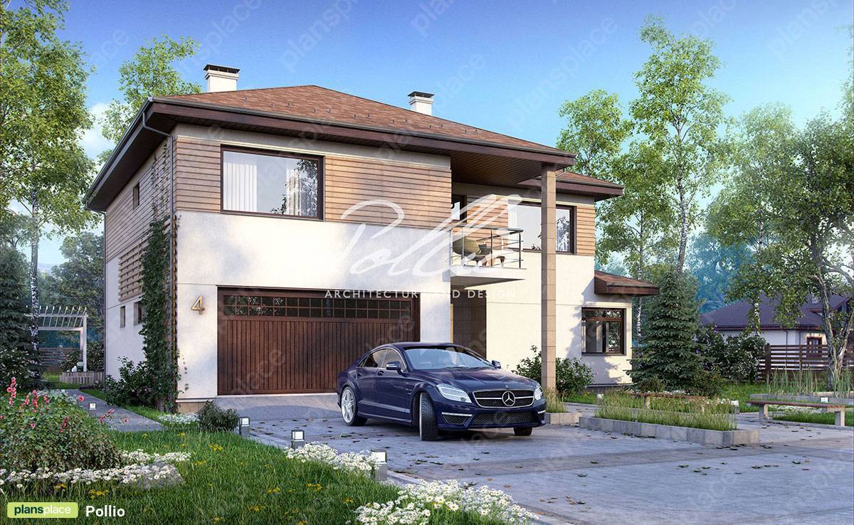 Two Storey European House Plan with 2-Car Garage and 4 Beds - 69642R - 2