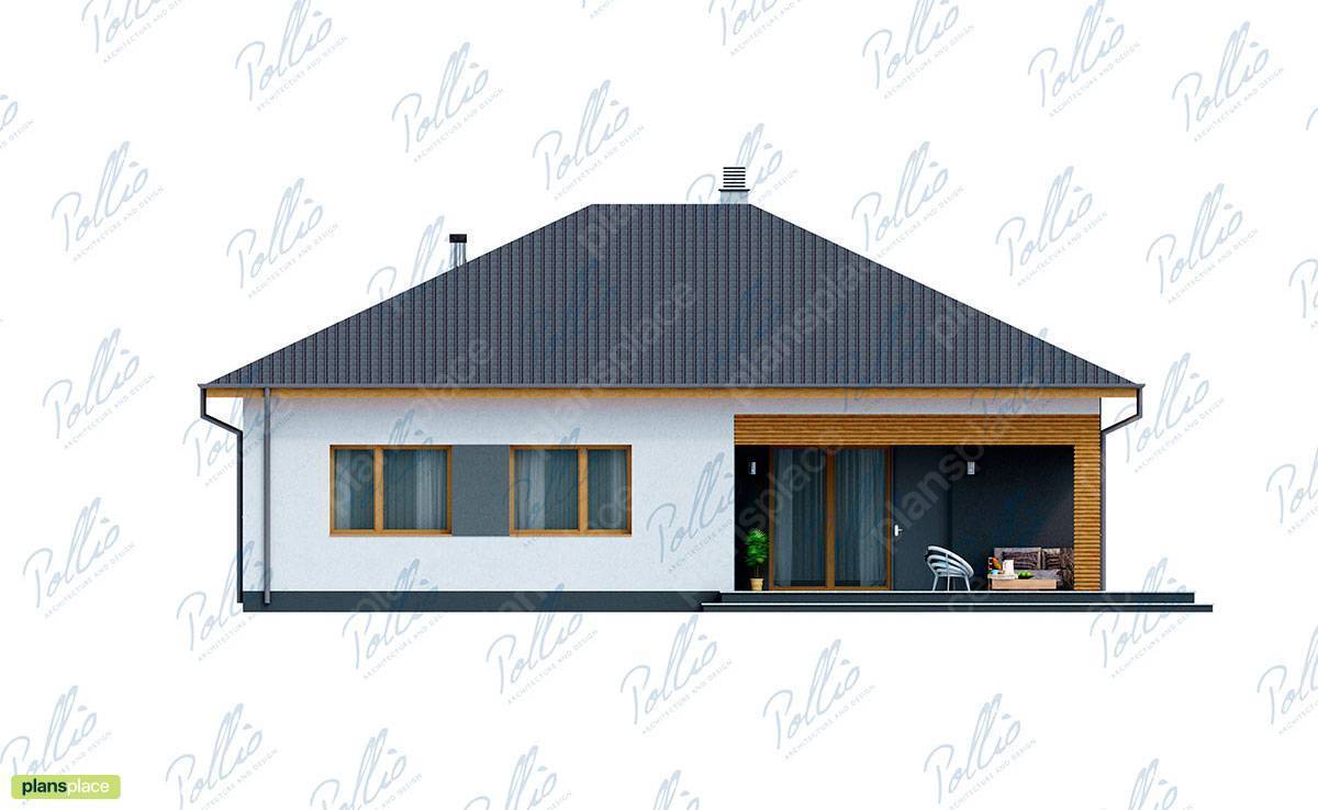 Small Single Level Hip Roof House Plan with 3 Bedrooms - 78580C