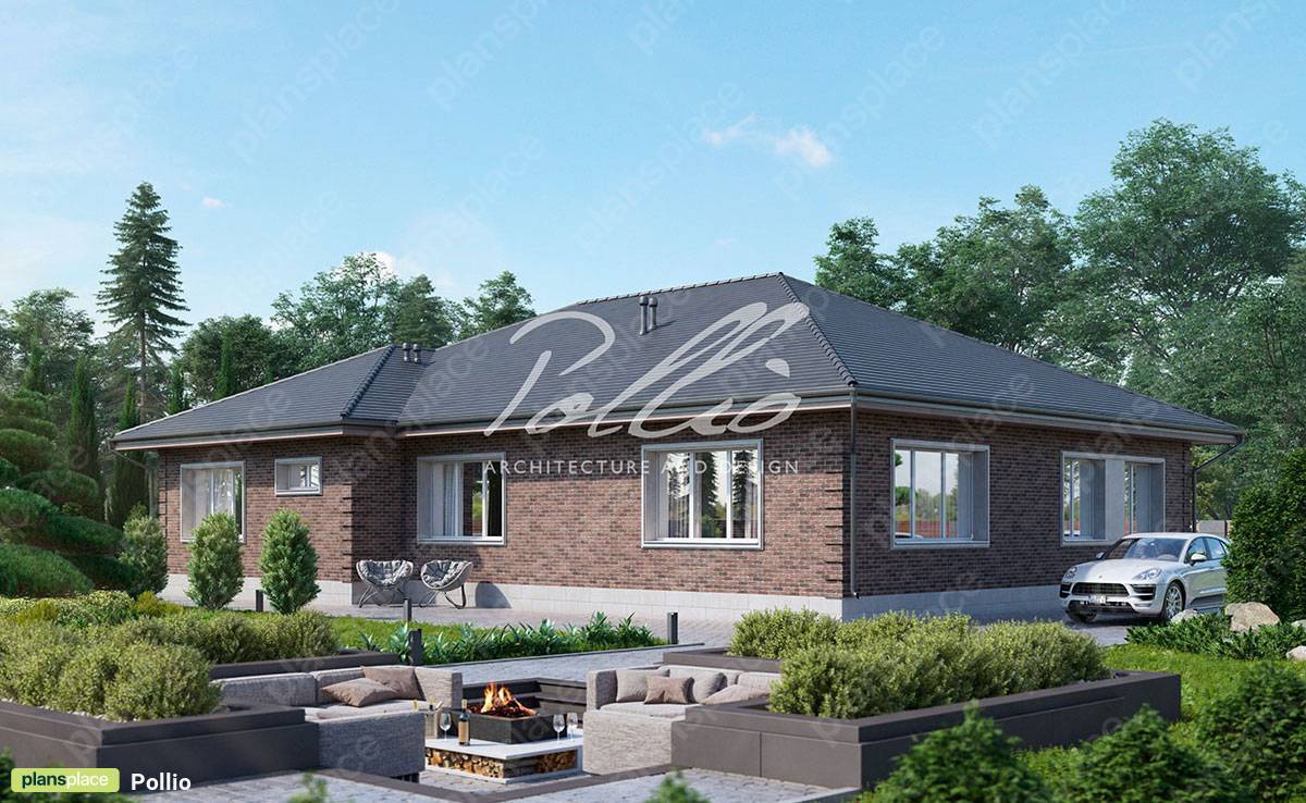 2500 Sq Ft Single Story Plan with Fireplace in Front of House - 28641R - 2