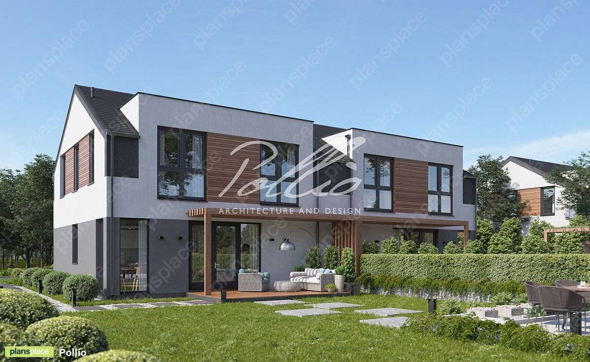 Modern Duplex Plan with Matching 4-Bed Units Under 1400 sq ft - 51526C - 2