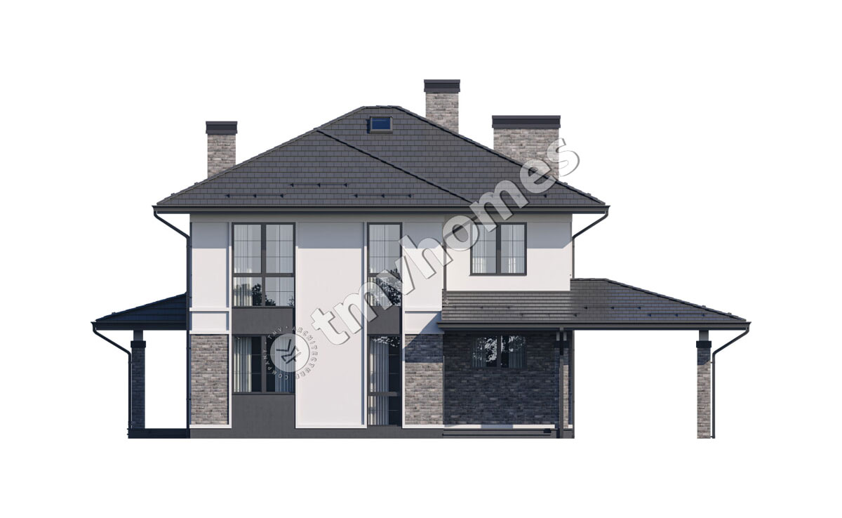 2-Story House Plan with 4 Beds, Carport and Fireplace - 57119R