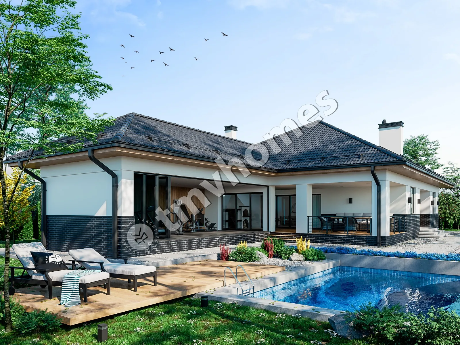 House Plan: , 1 Story, 4 Beds, Home Office, 2.5 Baths, Open Floor Plan, 2-Car Garage