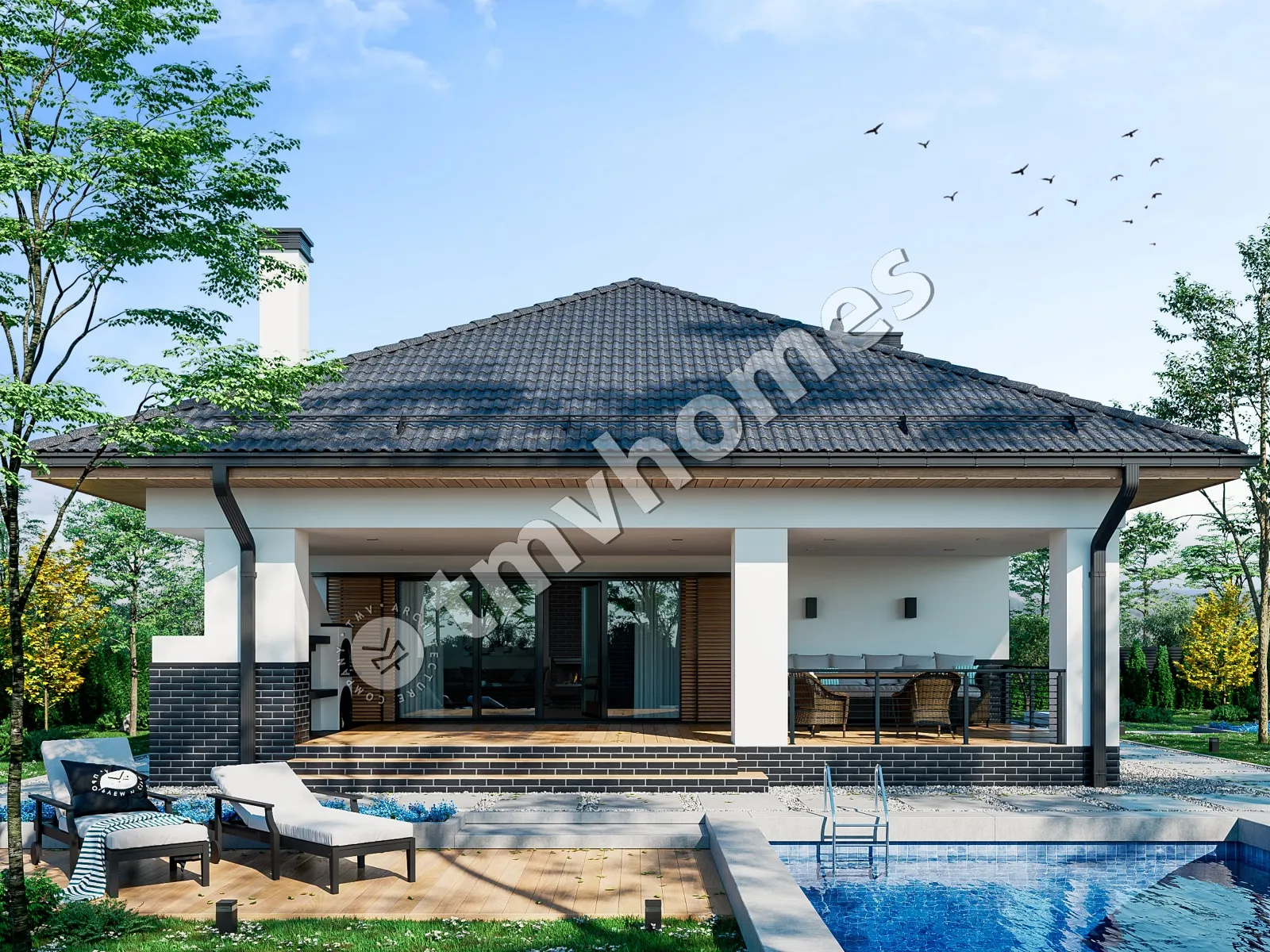 House Plan: 1076 ft², 1 Story, 2 Beds, 1 Baths, Open Floor Plan