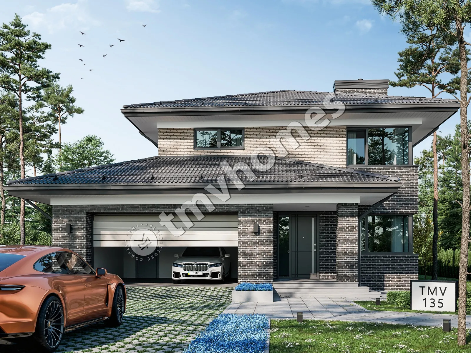 House Plan: 2162 ft², 2 Stories + Basement, 3 Beds, Home Office, 2 Baths, Open Floor Plan, 2-Car Garage