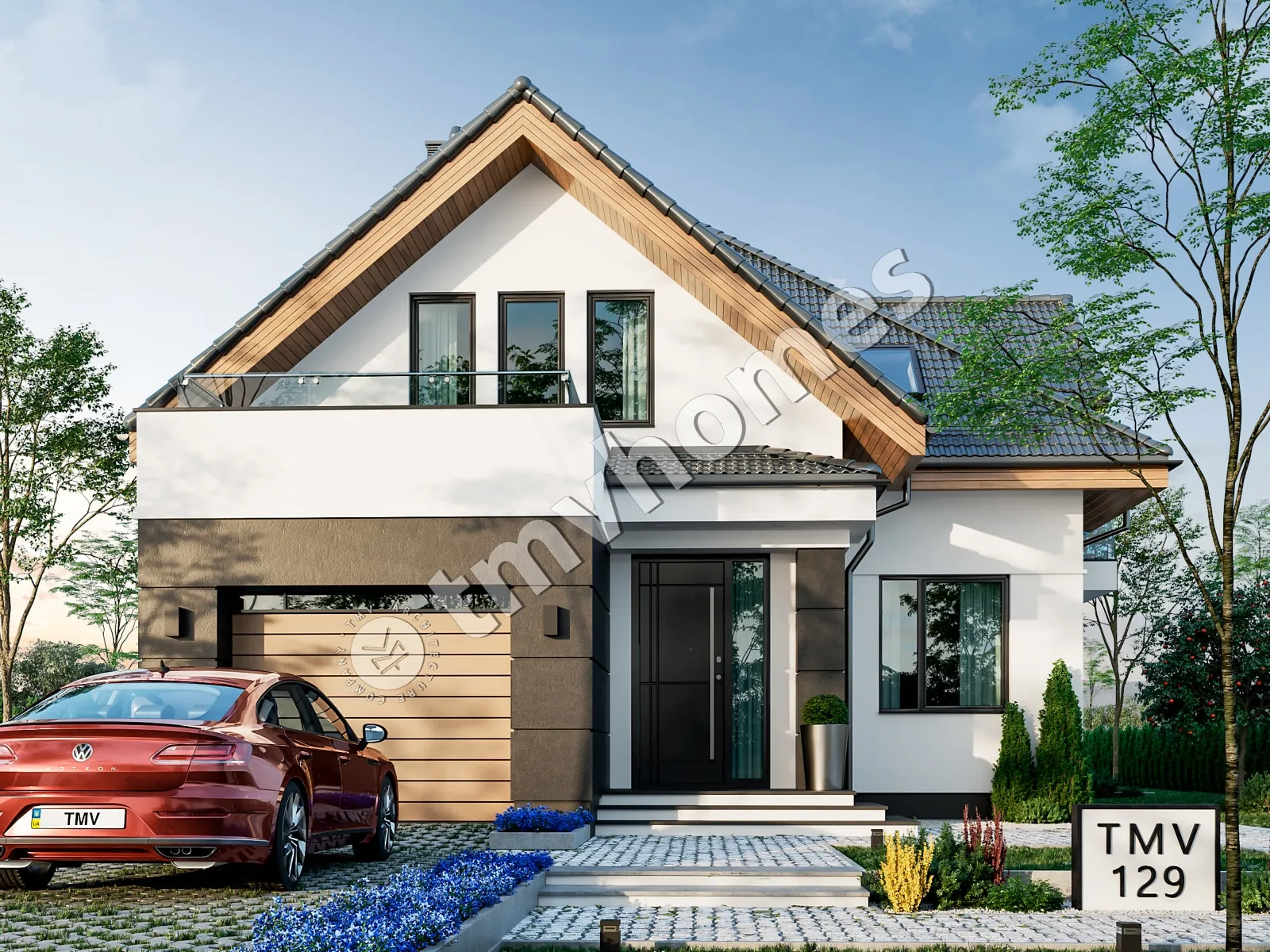 House Plan: 2202 ft², 1.5 Stories, 3 Beds, Home Office, 3 Baths, Open Floor Plan, 1-Car Garage
