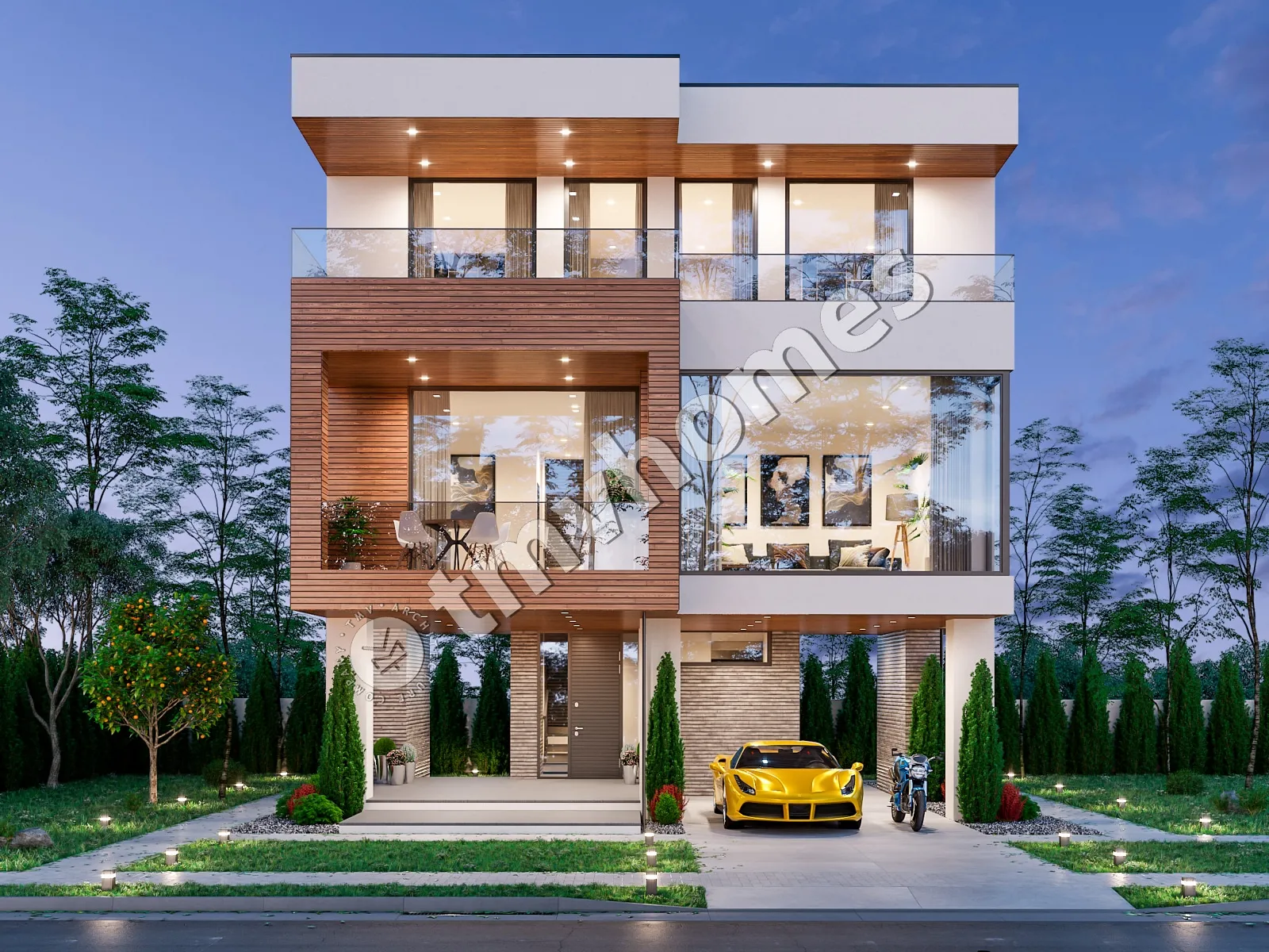 House Plan: 1555 ft², 3 Stories, 3 Beds, 3 Baths, Open Floor Plan, Carport