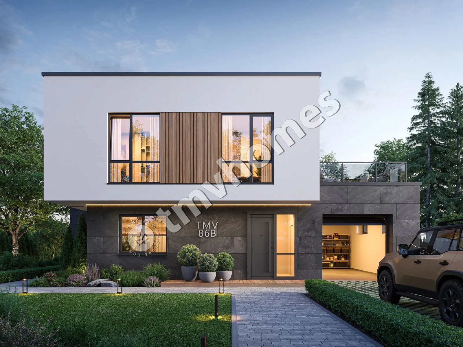 House Plan: 1970 ft², 2 Stories, 3 Beds, 2.5 Baths, Open Floor Plan, 1-Car Garage