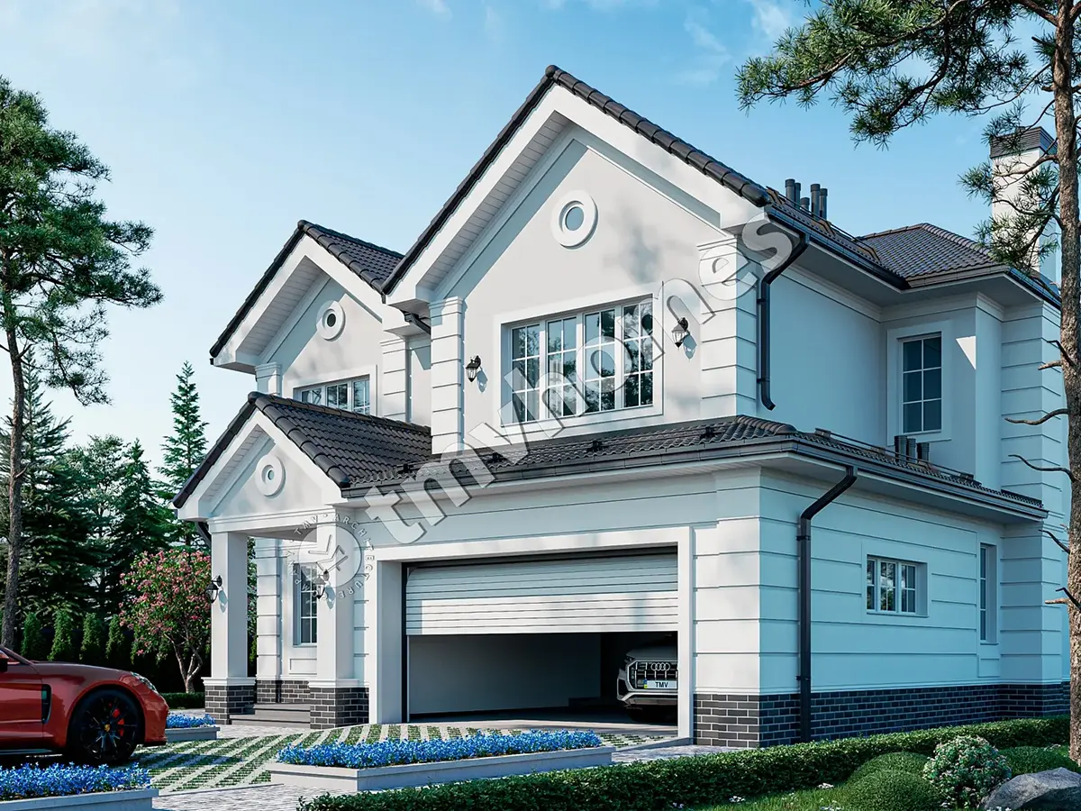 House Plan: 2830 ft², 1.5 Stories, 4 Beds, Home Office, 4 Baths, Open Floor Plan, 2-Car Garage