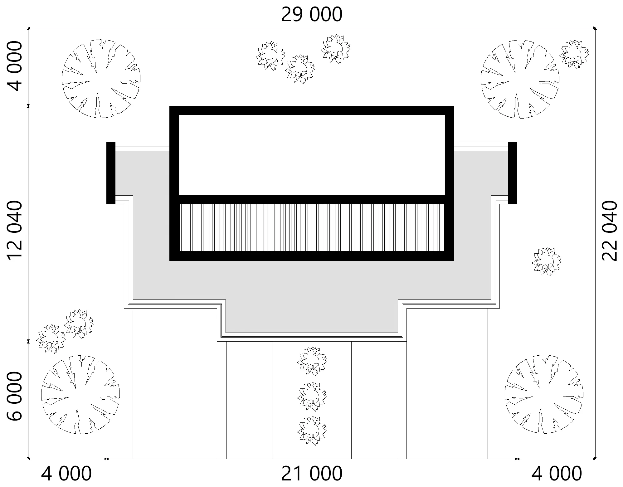 3-Story Modern Duplex Plan with Large Windows and Rooftop Deck – 1354 ft² Sq Ft per Unit