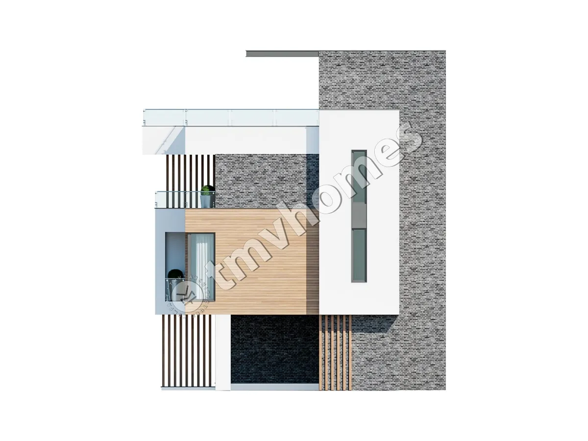3-Story Modern Duplex Plan with Large Windows and Rooftop Deck – 1354 ft² Sq Ft per Unit