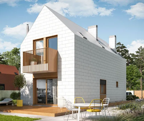 Thumbnail 1 – Narrow Lot House Plan with White Elevations
