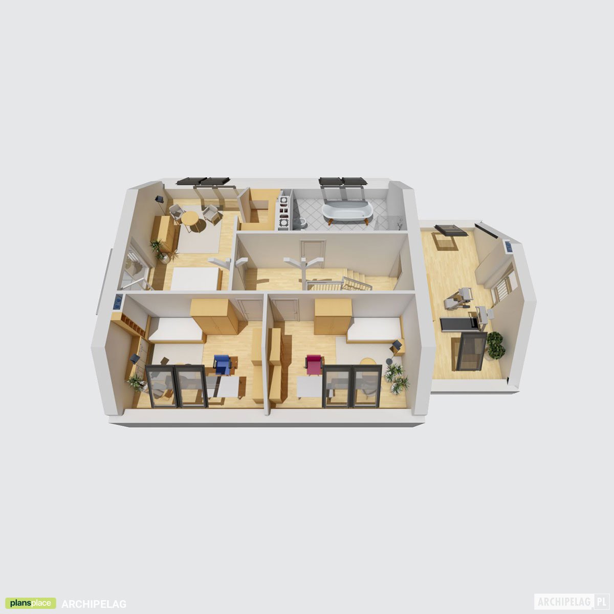 Two Story House Plan with Optional Bonus Room and Home Office - 19894R