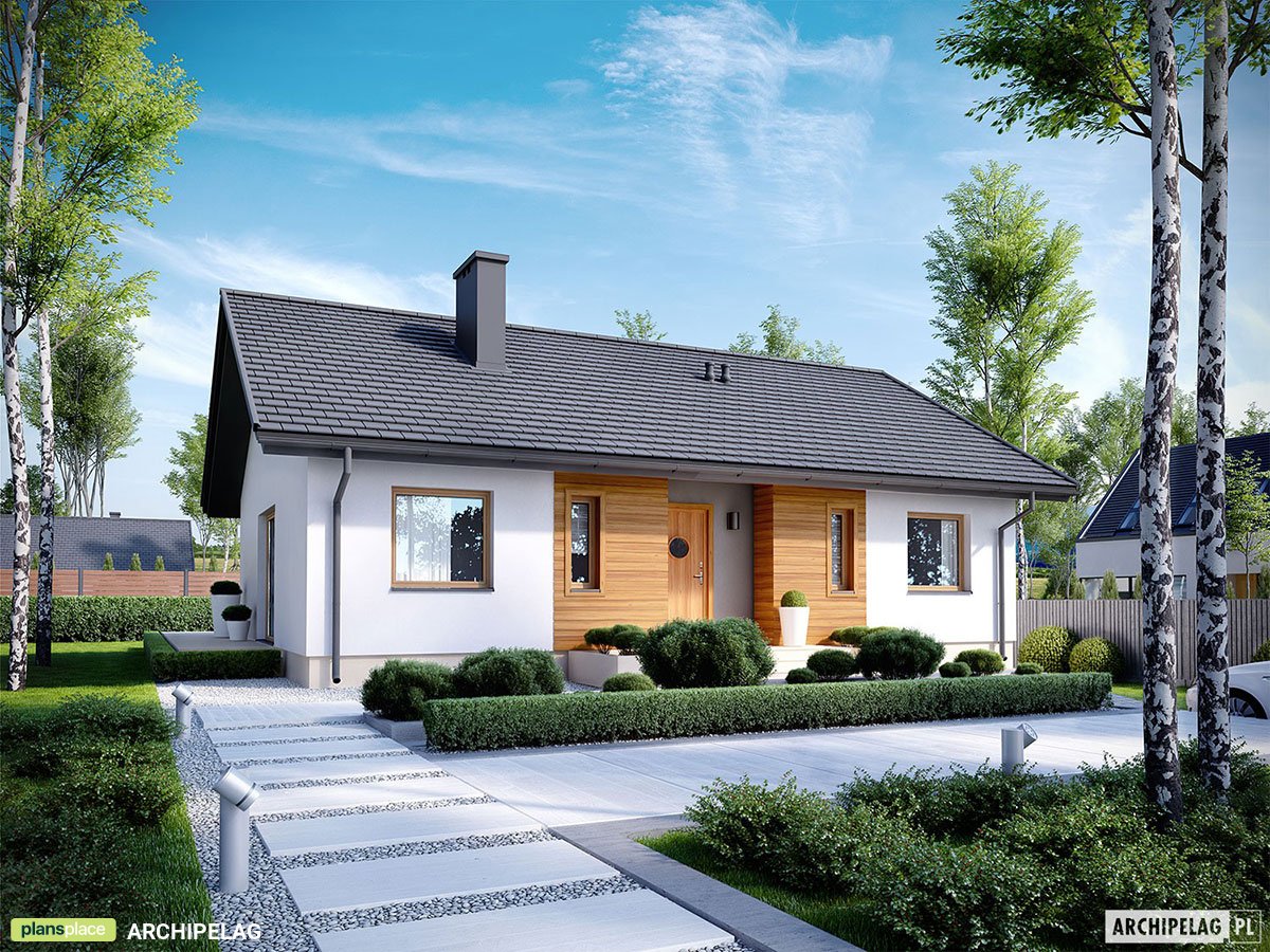 Small European House with Open Floor Plan and 3 Beds - 64788R - 2