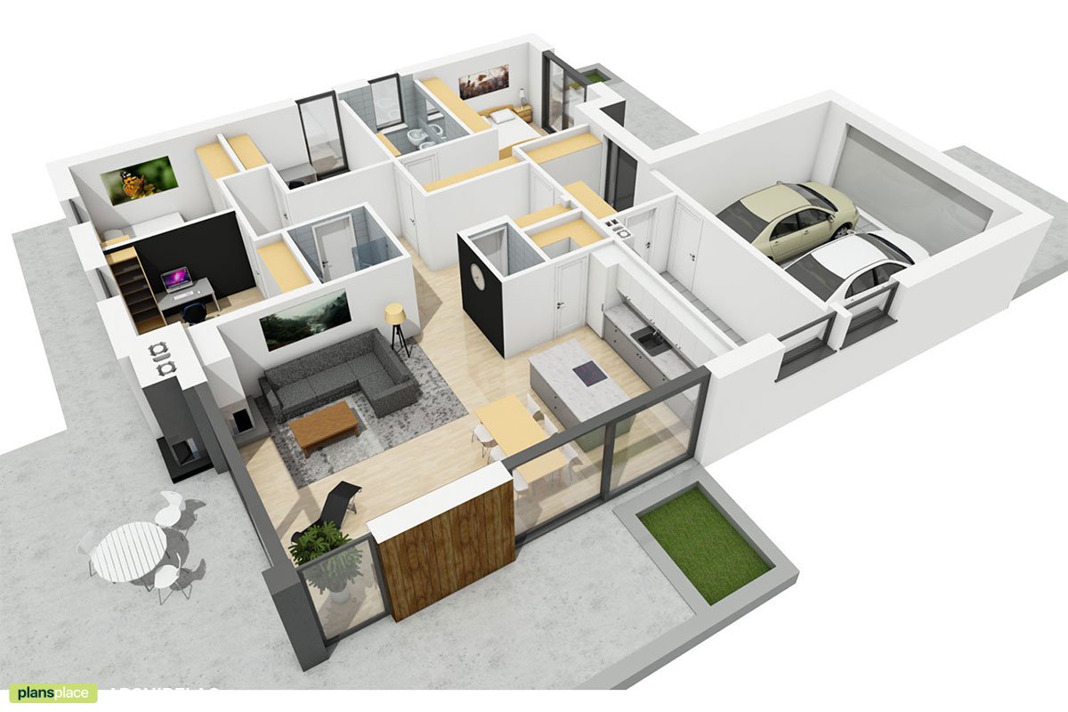 1400 Sq Ft House Plan with 2-Car Garage and Open Floor Plan - 73880R