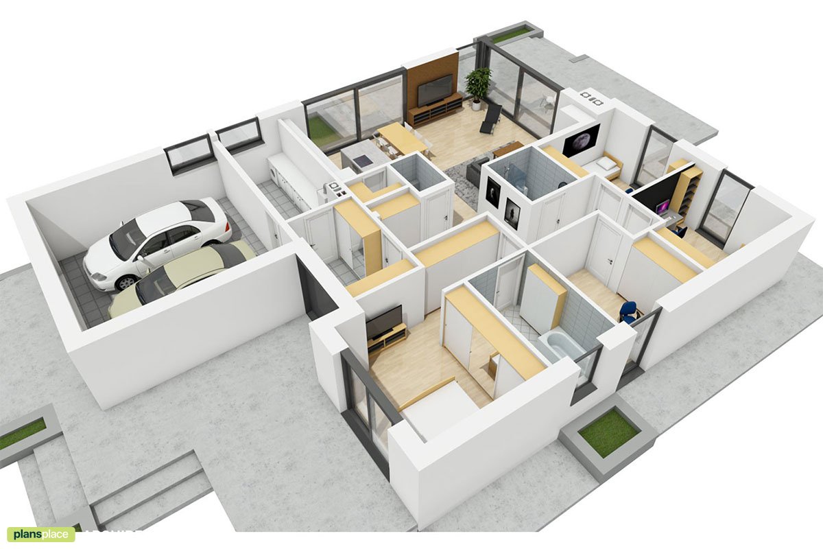 1400 Sq Ft House Plan with 2-Car Garage and Open Floor Plan - 73880R