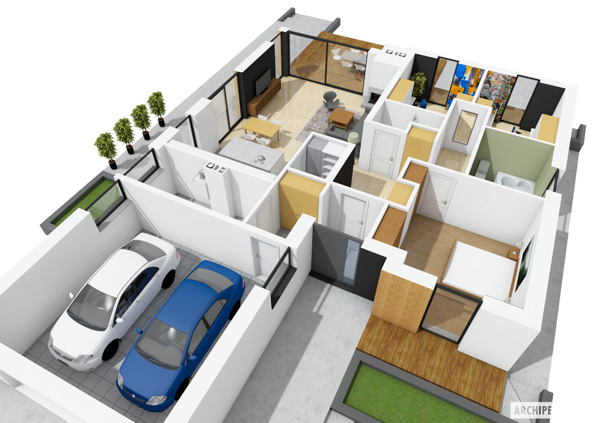 L-Shaped Single Level European House Plan with 2-Car Garage - 16672R