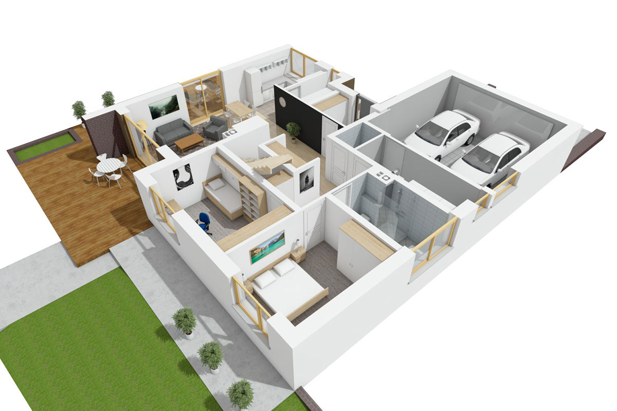2-Bedroom, 1150 Sq Ft House Plan with Open Floor Plan
