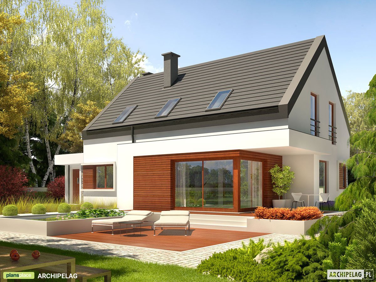 Modern House Plan with Gable Roof, 3 Beds and Home Office - 66395R