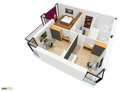 Main Images 1 – 1400 Sq Ft Cubic House with Open Floor Plan