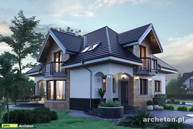 Two Story House Plan with Bedroom above Garage and 4 Balconies