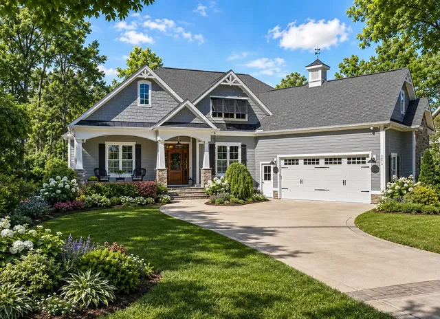1.5-Story House Plan 3783 ft²: 3 Beds, Home Office, 3.5 Baths, Open Floor Plan, 2-Car Garage