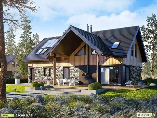 Mountain House Plan wirh Outdoor Living Space and Rear Porch