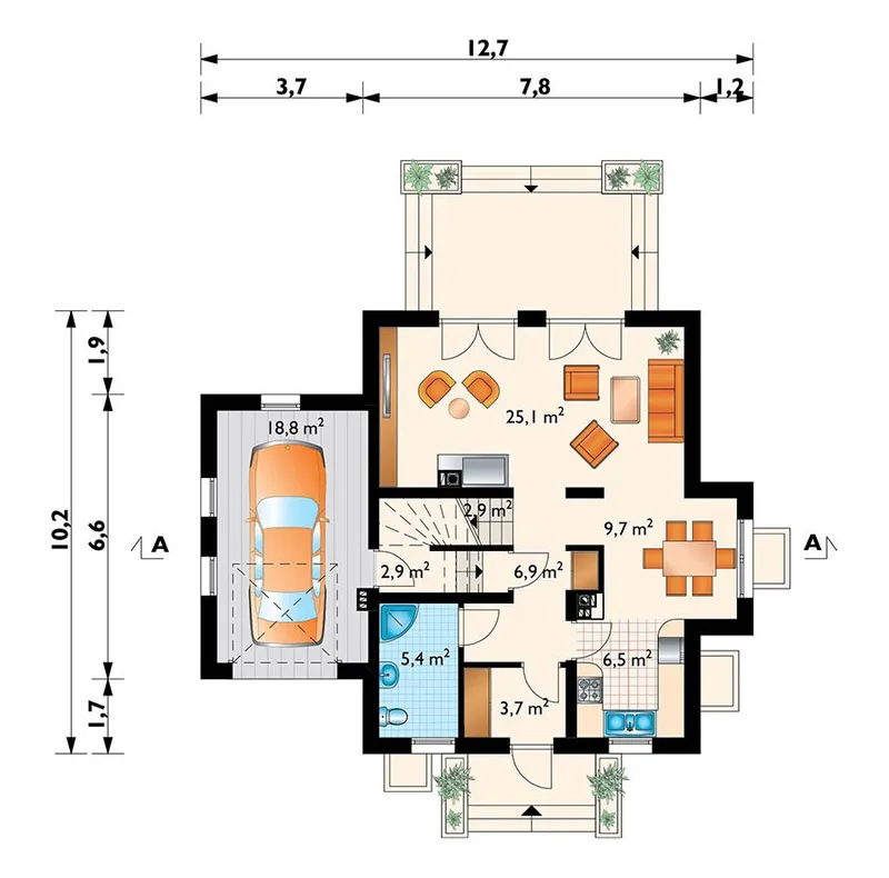 Main Floor 1 – House Plan with Basement and 1-Car Garage