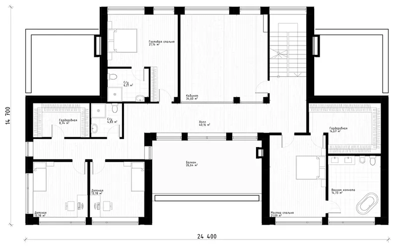 Second Floor 10 – 3-Story House Plan 4963 ft², 6 Beds — 37307R